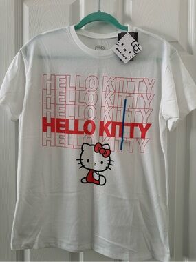 Hello Kitty White Tee with Red Graphic and Pink Bow